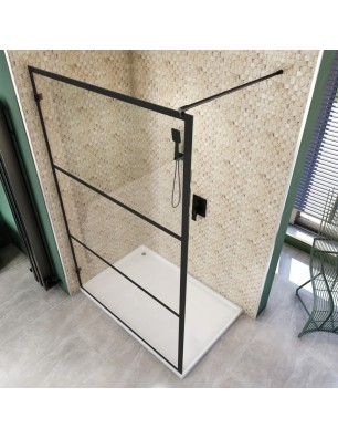 Walk In Dusche  - Amora 01 - Duschwand - Schwarz - Loft 1