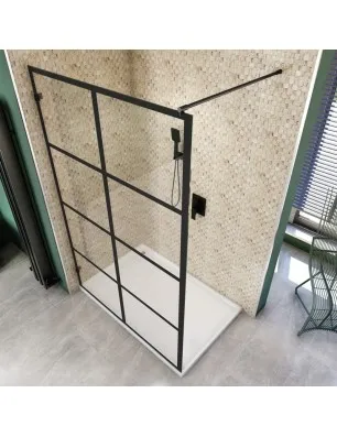 Walk In Dusche - Amora 01 - Duschwand - Schwarz - Loft 2