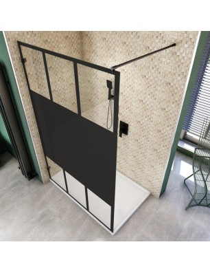 Walk In Dusche  - Amora 01 - Duschwand - Schwarz - Loft 4