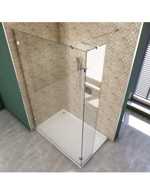 Walk In Dusche  - Almada 03 - Duschwand - Chrom - Klarglas