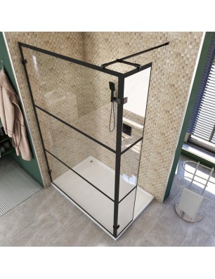 Walk In Dusche  - Amora 03 - Duschwand - Schwarz - Loft 1