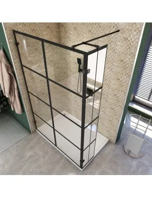 Walk In Dusche - Amora 03 - Duschwand - Schwarz - Loft 2