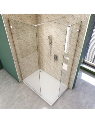 Walk In Dusche  - Almada 04 - Duschwand - Chrom - Klarglas