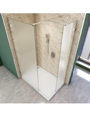 Walk In Dusche  - Almada 04 - Duschwand - Chrom - Satino