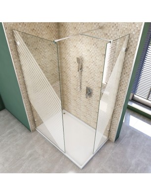 Walk In Dusche  - Almada 04 - Duschwand - Chrom - Bevels