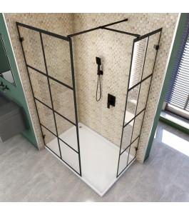Walk In Dusche  - Amora 04 - Duschwand - Schwarz - Loft 2