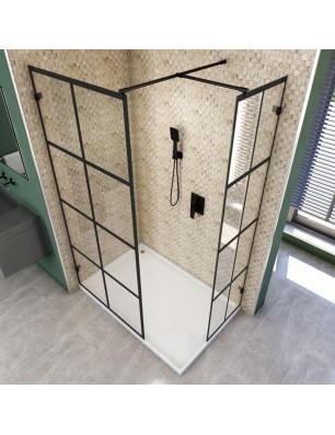 Walk In Dusche  - Amora 04 - Duschwand - Schwarz - Loft 2