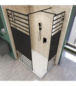Walk In Dusche  - Amora 04 - Duschwand - Schwarz - Loft 5