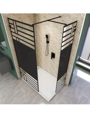 Walk In Dusche  - Amora 04 - Duschwand - Schwarz - Loft 5