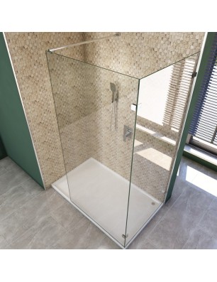 Walk In Dusche  - Almada 05 - Duschwand - Chrom - Klarglas