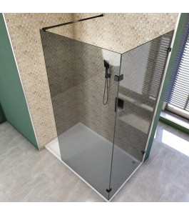 Walk In Dusche  - Amora 05 - Duschwand - Schwarz - Grauglas