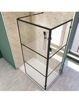 Walk In Dusche  - Amora 05 - Duschwand - Schwarz - Loft 1
