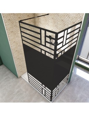 Walk In Dusche  - Amora 05 - Duschwand - Schwarz - Loft 5
