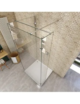 Walk In Dusche - Almada 07 - Duschwand - Chrom - Klarglas