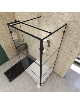 Walk In Dusche  - Amora 07 - Duschwand - Schwarz - Loft 1