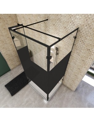 Walk In Dusche  - Amora 07 - Duschwand - Schwarz - Loft 3
