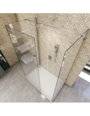 Walk In Dusche - Almada 08 - Duschwand - Chrom - Klarglas