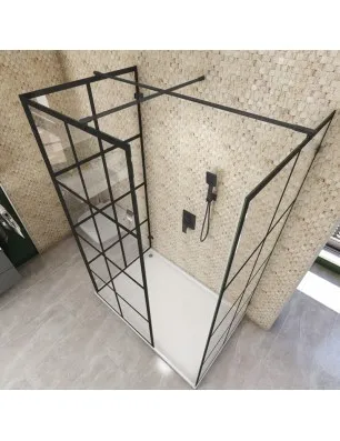 Walk In Dusche - Amora 08 - Duschwand - Schwarz - Loft 2