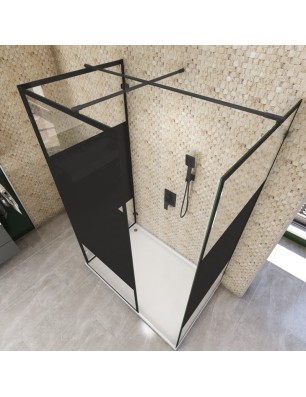 Walk In Dusche  - Amora 08 - Duschwand - Schwarz - Loft 3