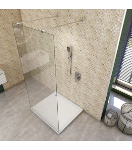 Walk In Dusche  - Almada 09 - Duschwand - Chrom - Klarglas