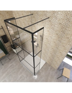 Walk In Dusche  - Amora 10 - Duschwand - Schwarz - Loft 1