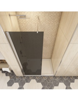 Walk In Dusche  - Cali 01 - Duschwand - Chrom - Grauglas