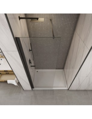 Walk In Dusche  - Crato 01 - Duschwand - Schwarz - Klarglas