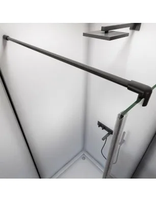 Walk In Dusche - Crato 01 - Duschwand - Schwarz - Klarglas