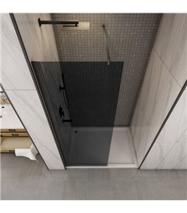 Walk In Dusche  - Crato 01 - Duschwand - Schwarz - Grauglas