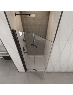 Duschtüren Crato 03 - Falttür - Schwarz - Klarglas