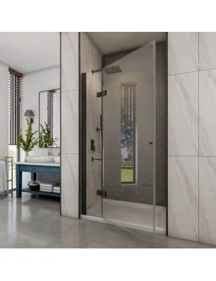 Duschtüren Crato 04 - aussenöffnend - Schwarz - Klarglas