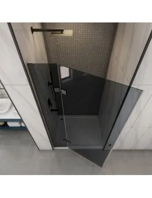 Duschtüren Crato 04 - aussenöffnend - Schwarz - Grauglas