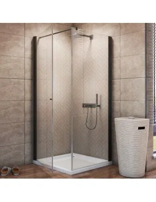 Eck-Duschkabine Crato 05 - Pendeltür - Schwarz - Klarglas