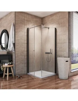 Eck-Duschkabine Crato 05 - Pendeltür - Schwarz - Klarglas