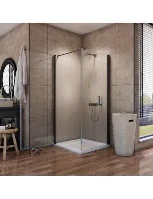 Eck-Duschkabine Crato 05 - Pendeltür - Schwarz - Klarglas
