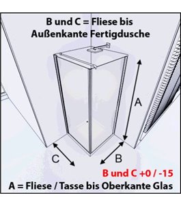 Eck-Duschkabine Crato 05 - Pendeltür - Schwarz - Grauglas