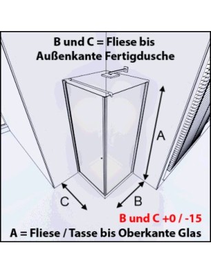 Eck-Duschkabine Crato 05 - Pendeltür - Schwarz - Grauglas