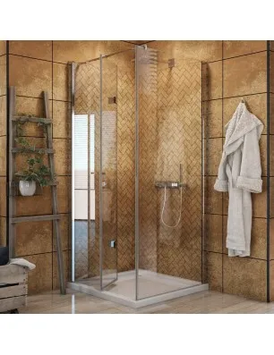 Eck-Duschkabine Cali 06 - Falttür - Chrom - Klarglas