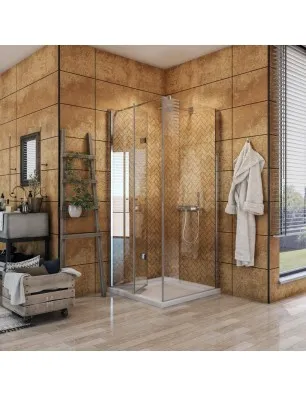 Eck-Duschkabine Cali 06 - Falttür - Chrom - Klarglas