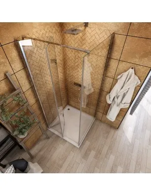 Eck-Duschkabine Cali 06 - Falttür - Chrom - Klarglas