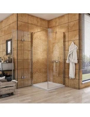 Eck-Duschkabine Cali 06 - Falttür - Chrom - Klarglas