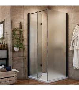 Eck-Duschkabine Crato 06 - Falttür - Schwarz - Satino