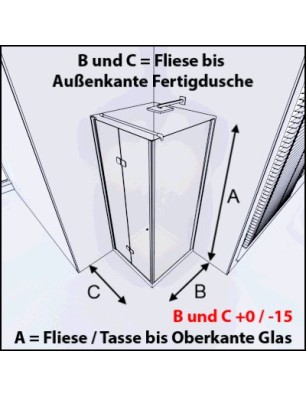 Eck-Duschkabine Crato 06 - Falttür - Schwarz - Grauglas