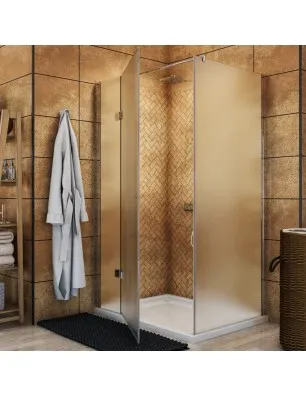 Eck-Duschkabine Cali 07 - aussenöffnend - Chrom - Satino