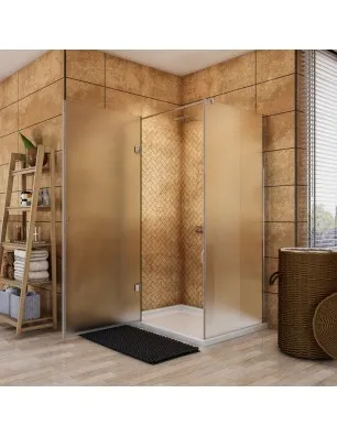 Eck-Duschkabine Cali 07 - aussenöffnend - Chrom - Satino