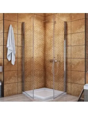 Eck-Duschkabine Cali 08 - Pendeltür - Chrom - Klarglas