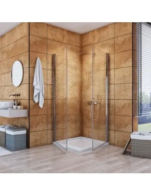 Eck-Duschkabine Cali 08 - Pendeltür - Chrom - Klarglas