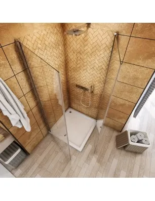 Eck-Duschkabine Cali 08 - Pendeltür - Chrom - Klarglas