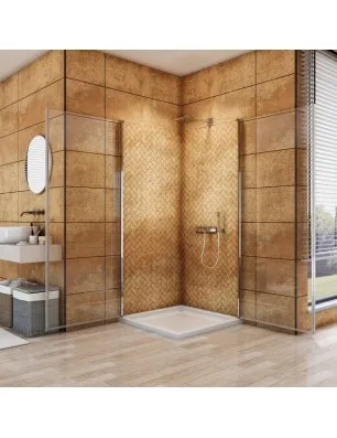 Eck-Duschkabine Cali 08 - Pendeltür - Chrom - Klarglas