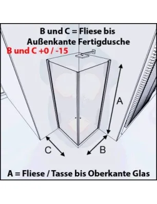 Eck-Duschkabine Cali 08 - Pendeltür - Chrom - Klarglas